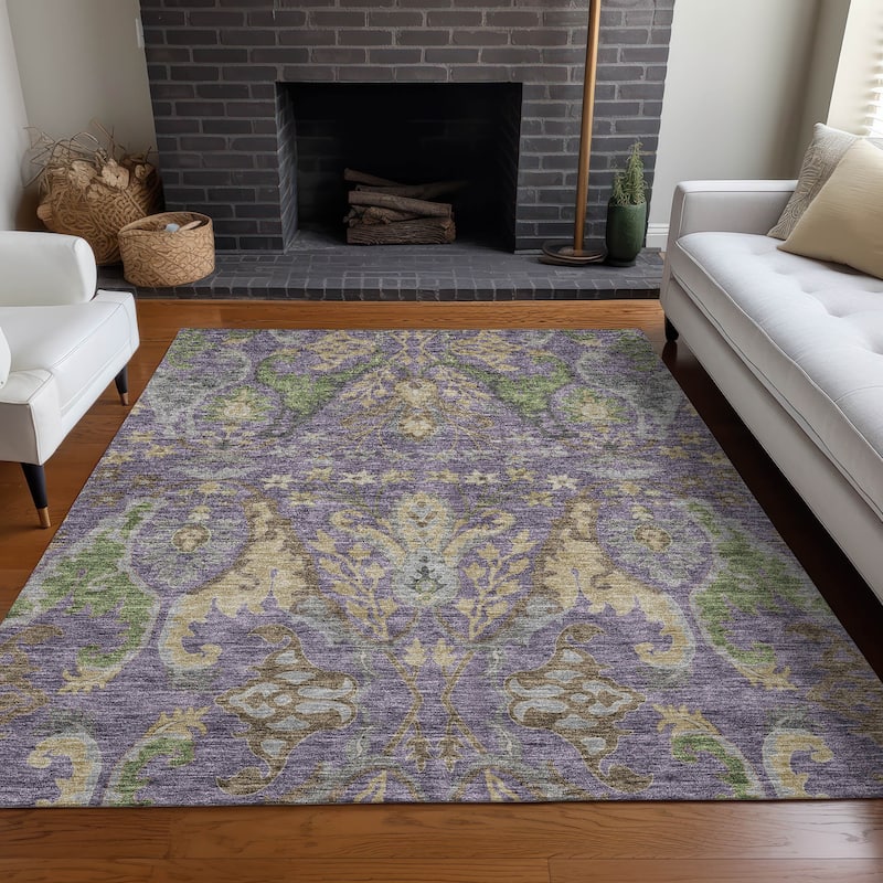 Machine Washable Indoor/ Outdoor Traditional Craftsman Chantille Rug