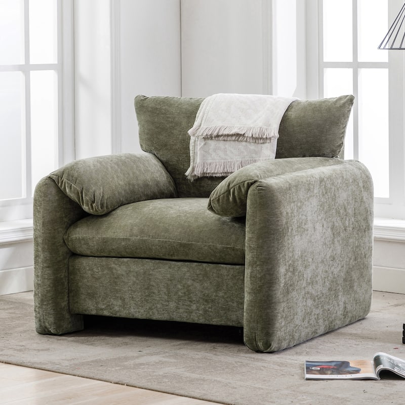 Chenille Oversized Armchair Accent Chair Single Sofa - Green