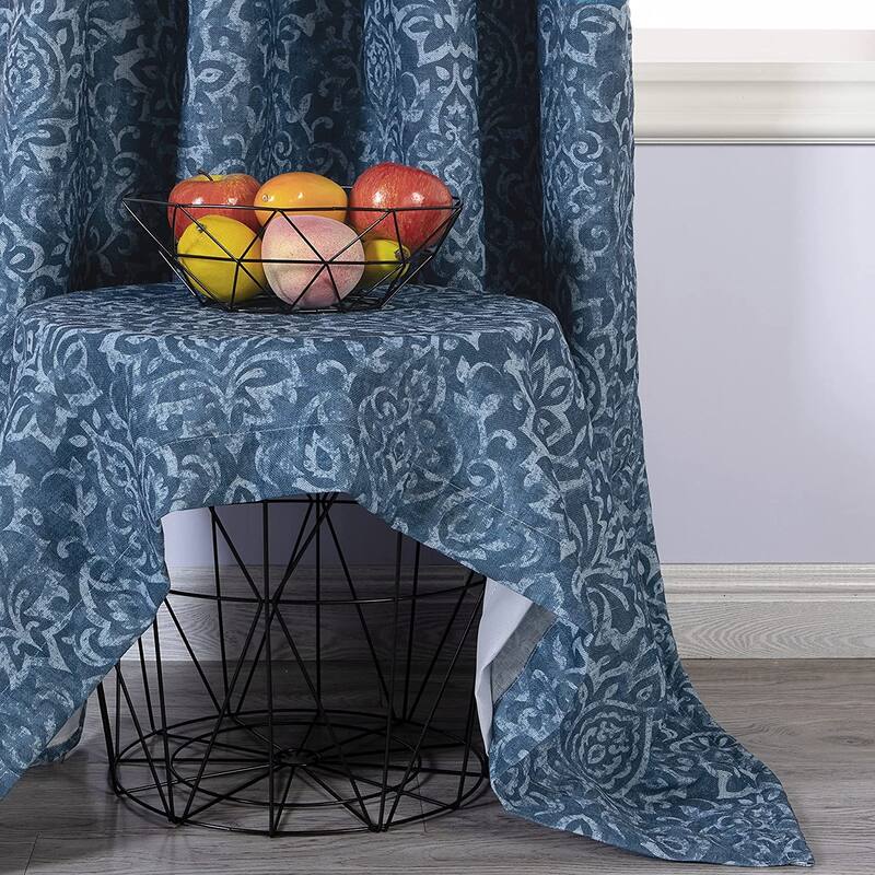 DriftAway Frances Linen Blend Damask Printed Blackout Curtain