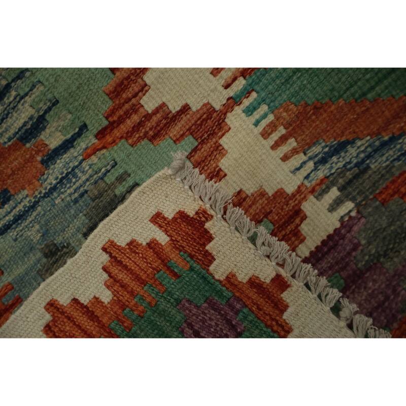 Hand Woven Oriental 100% Wool Carpet Southwestern Tribal Multi-Colored Kilim Area Rug - 4' 10'' X 3' 3''