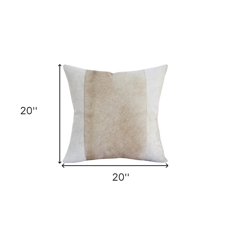 20" Beige and Ivory Throw Pillow