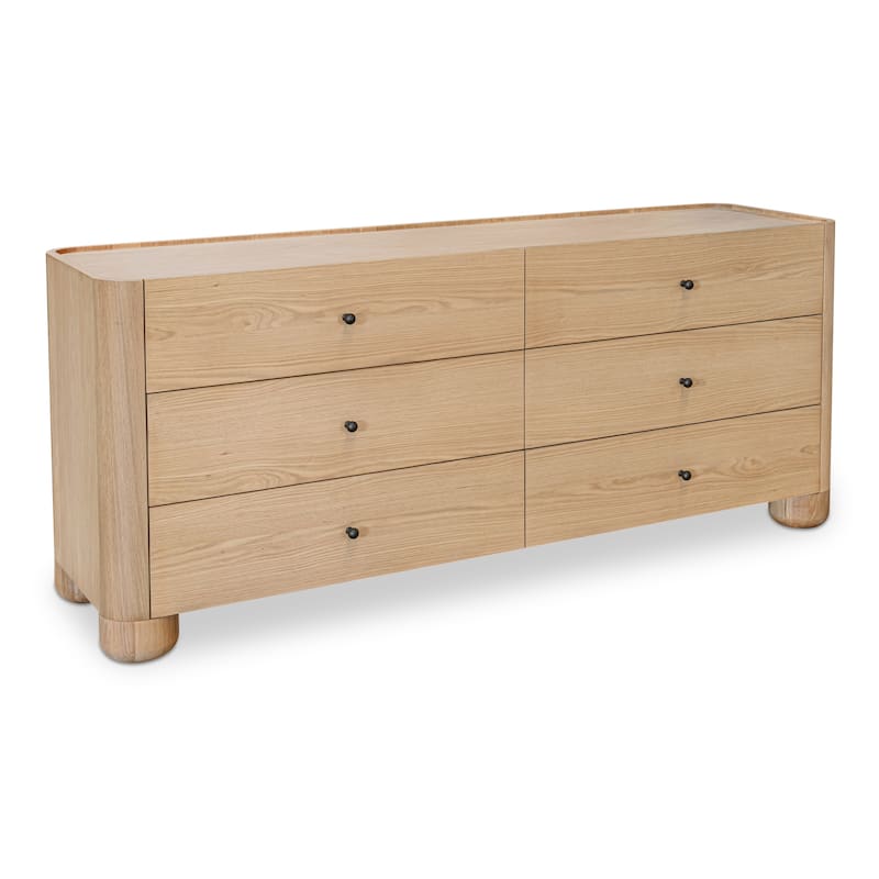 NADAAL STUDIOS Virel Dresser, Six Soft-Close Drawers with Lip Detailing and Solid Oak Frame, Natural