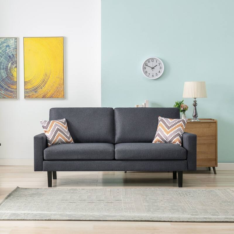 Linen Sofa and 2 Chairs with 2 Throw Pillows