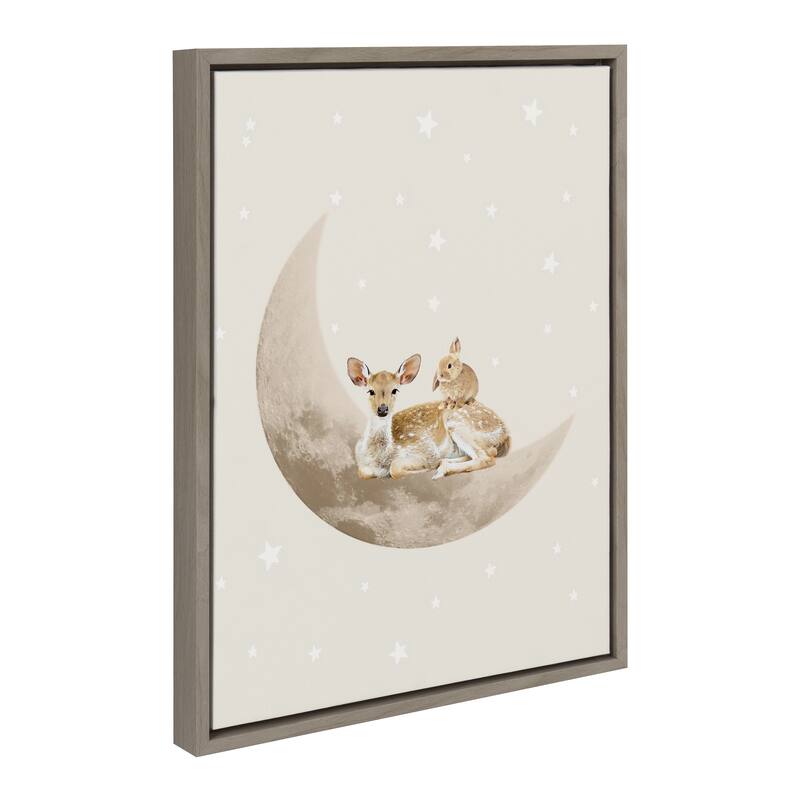 Kate and Laurel Sylvie On the Moon Framed Canvas by July Art Prints