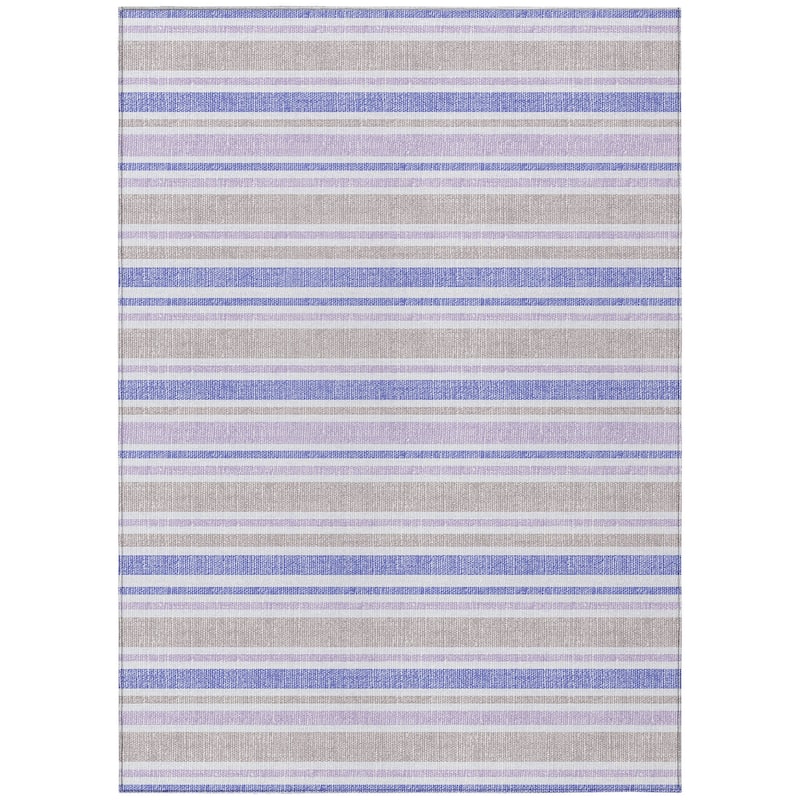 Machine Washable Indoor/ Outdoor Thin Cabana Stripe Chantille Rug