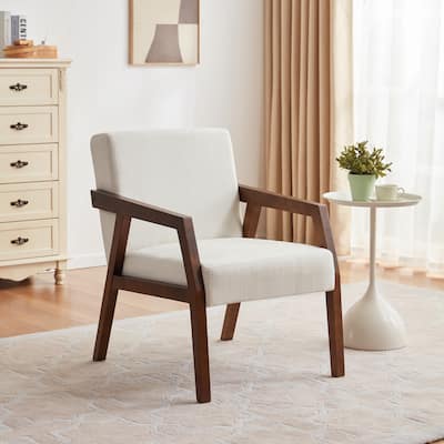 Modern Accent Chair,Upholstered Arm Chair with Solid Wooden