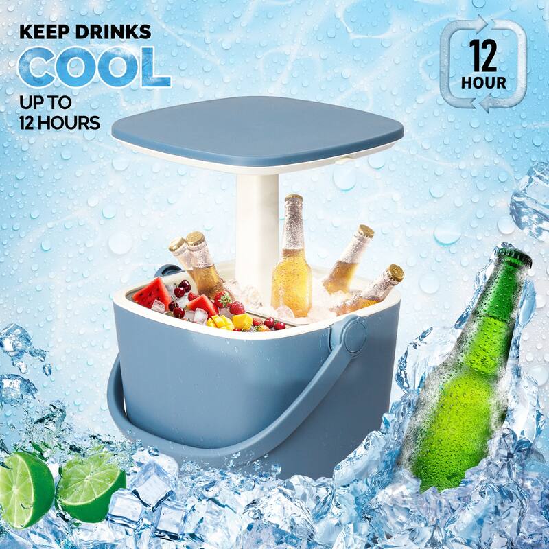 4 Gallon Cooler Table Portable Side Table With Handle Outdoor - 13.39"D x 14.57"W x 22.83"H