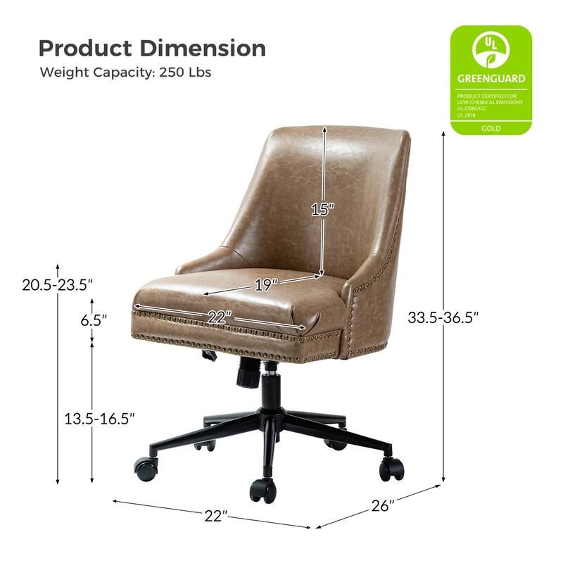 Sonia Modern Faux Leather Task Chair with Height-adjustable by HULALA HOME