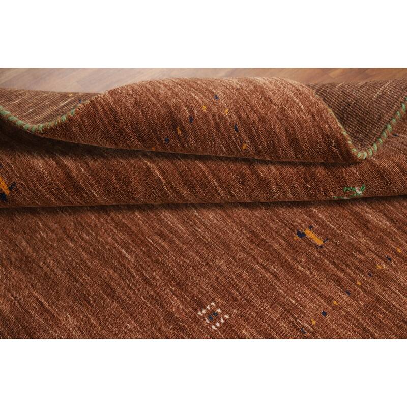 Hand Knotted Oriental 100% Wool Carpet Tribal Animal Pictorial Brown Gabbeh Area Rug - 5' 10'' X 4' 0''