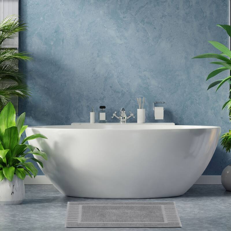 White Classic Luxury Cotton Bath Mat 22x34 Set of 2