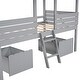 preview thumbnail 11 of 10, Twin Size Low Loft Wood House Bed with Two Drawers, Grey