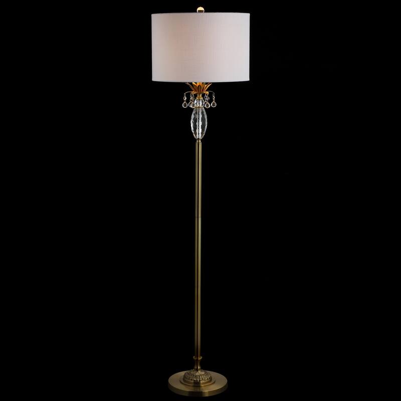Amelia 61" Crystal / Metal LED Floor Lamp, Clear/Brass Gold by JONATHAN Y - Brass Gold/Clear - 61" H x 15" W x 15" D
