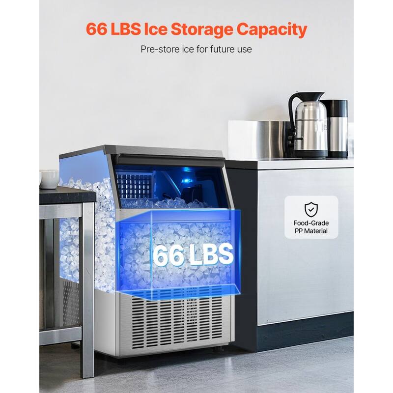 200LBS/Day Freestanding Ice Maker with 108 Ice Trays and 66LBS Storage Bin Digital Control Panel - 23.2 x 23 x 34.4 in