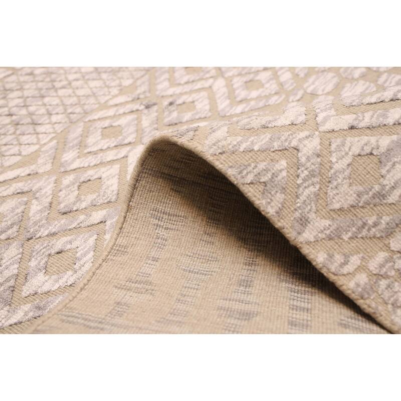 ECARPETGALLERY Hand Loomed Elysian Khaki Viscose, Wool Rug - 8'4 x 9'9