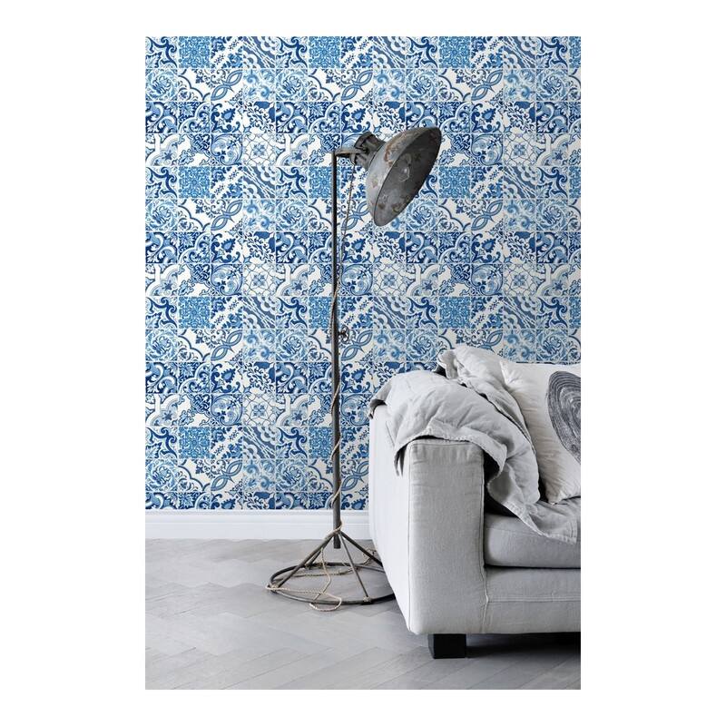 Cohen Blue Tile Wallpaper - 20.5 x 396 x 0.025 - Bed Bath & Beyond ...
