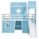 preview thumbnail 11 of 13, Blue Twin Size Solid Wood Loft House Bed with Slide Tent, Tower, Ladder, and Fence Baffle for Bedroom