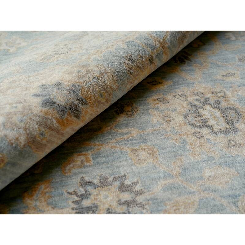 Artisan Handmade Wool/Nylon in Light Blue Area Rug