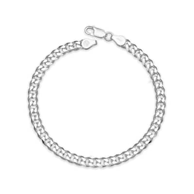 Curata 925 Sterling Silver Italian Men's 6mm Curb Chain Bracelet (Choice of 8" or 9") - White