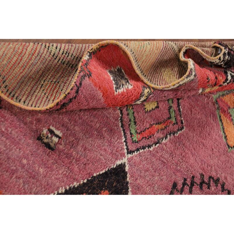 Purple Geometric Moroccan Oriental Area Rug Handmade Wool Carpet - 9'1" x 12'8"