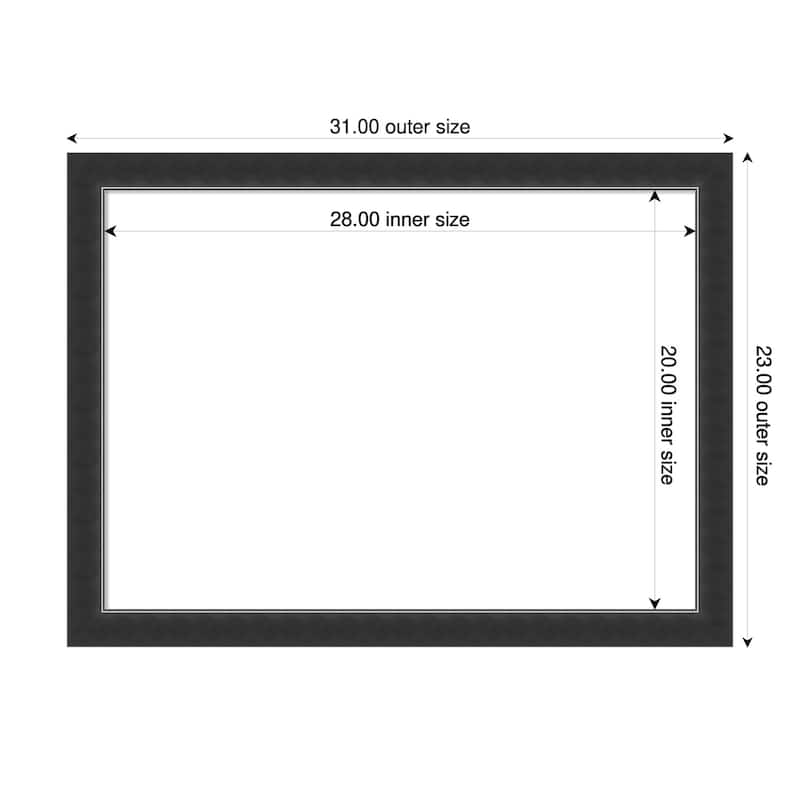 Amanti Art Corvino Black Narrow Framed Dry Erase Magnetic Board - 31 x 23 in