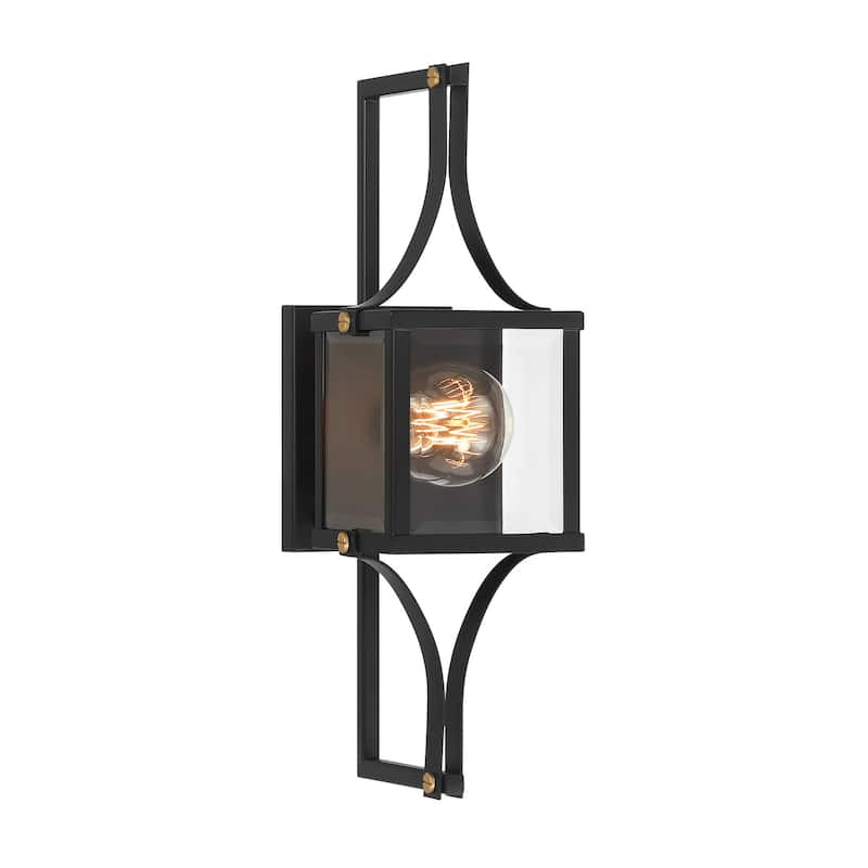 Savoy House 5-473 Raeburn 18" Tall Outdoor Wall Sconce - Matte Black / Brushed Brass