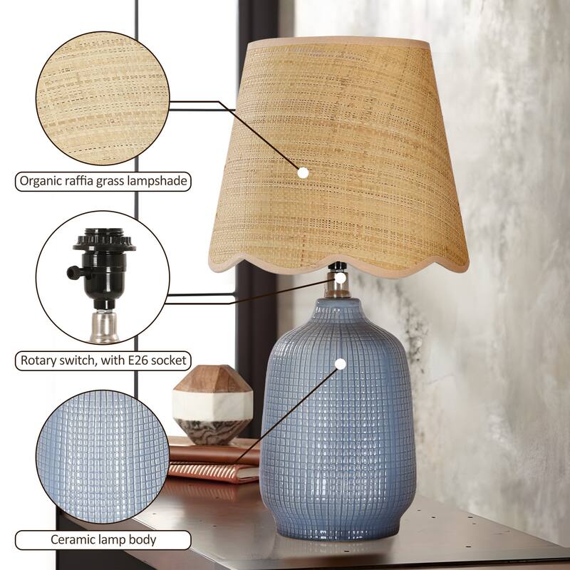 Traditional Ceramic Woven Table Lamp for Living Room