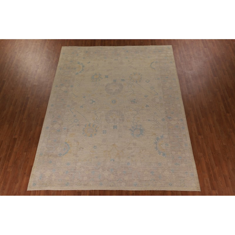 Oushak Turkish Area Rug Handmade Vegetable Dye Wool Carpet - 9'6" x 12'0"