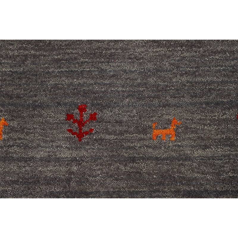 Little Animals Gabbeh Indian Accent Rug Hand-Knotted Wool Carpet - 4'0" x 5'10"