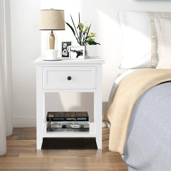 Shop Costway 2pcs End Bedside Table Nightstand Drawer Storage Room