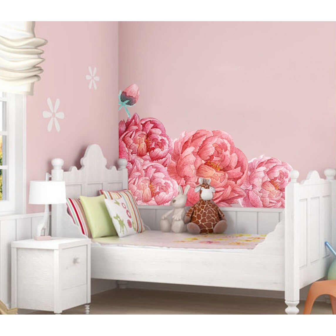 Elegant Peony Flower Wall Decal for Nursery and Home Decor  -image