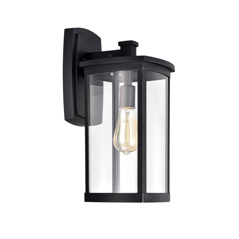 1-light Textured Black Outdoor Wall Lantern