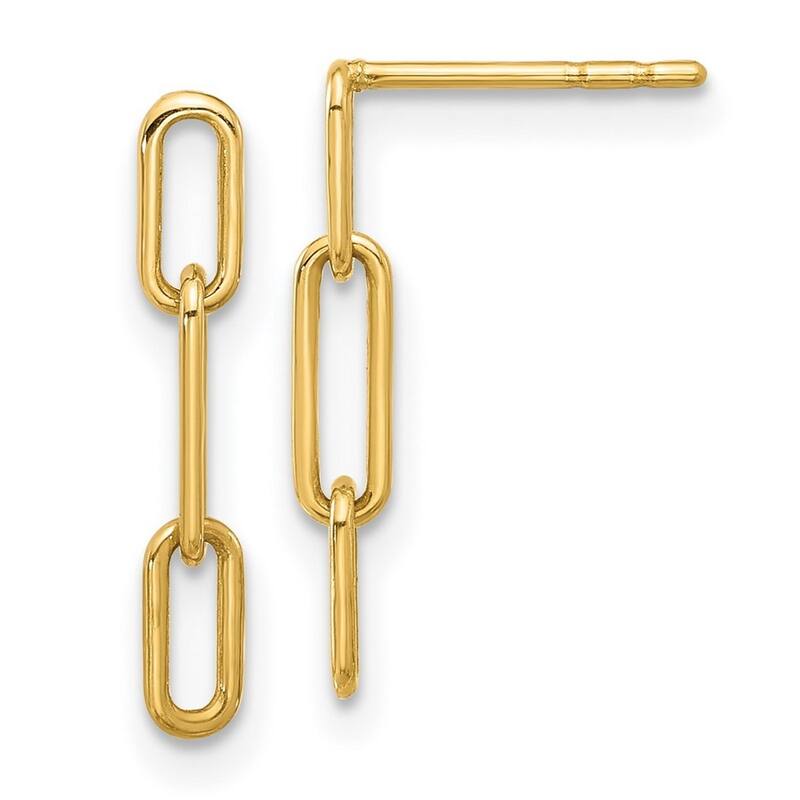Curata 14k Yellow Gold Polished Open Link Post Guardian Angel Earrings - 18.9x2.9mm