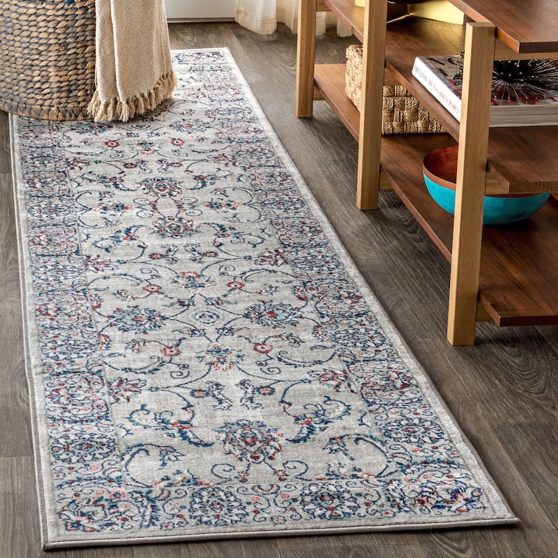 JONATHAN Y Traditional Persian Vintage Area Rug - 2 X 8 - Light Grey/Red