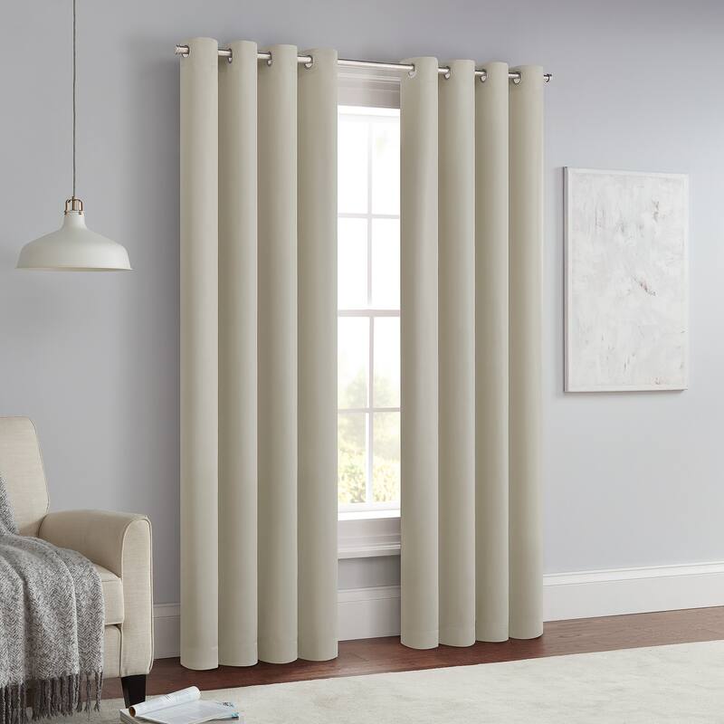 Eclipse Solid Thermapanel Grommet Energy Saving Room Darkening Curtain Panel