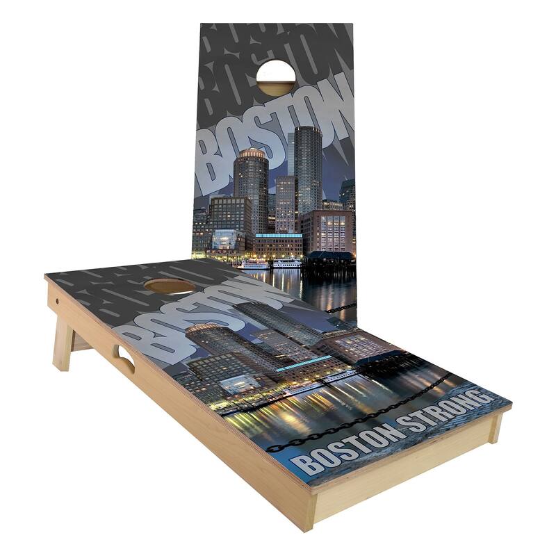 Boston City Outdoor Cornhole Board Set - Premium 2x4 - Include Edge Lights