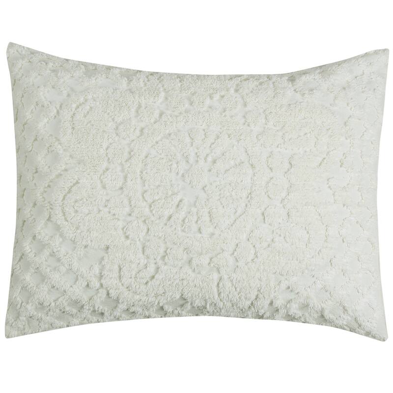 King Wedding Ring Tufted Chenille Bedspread - Blue