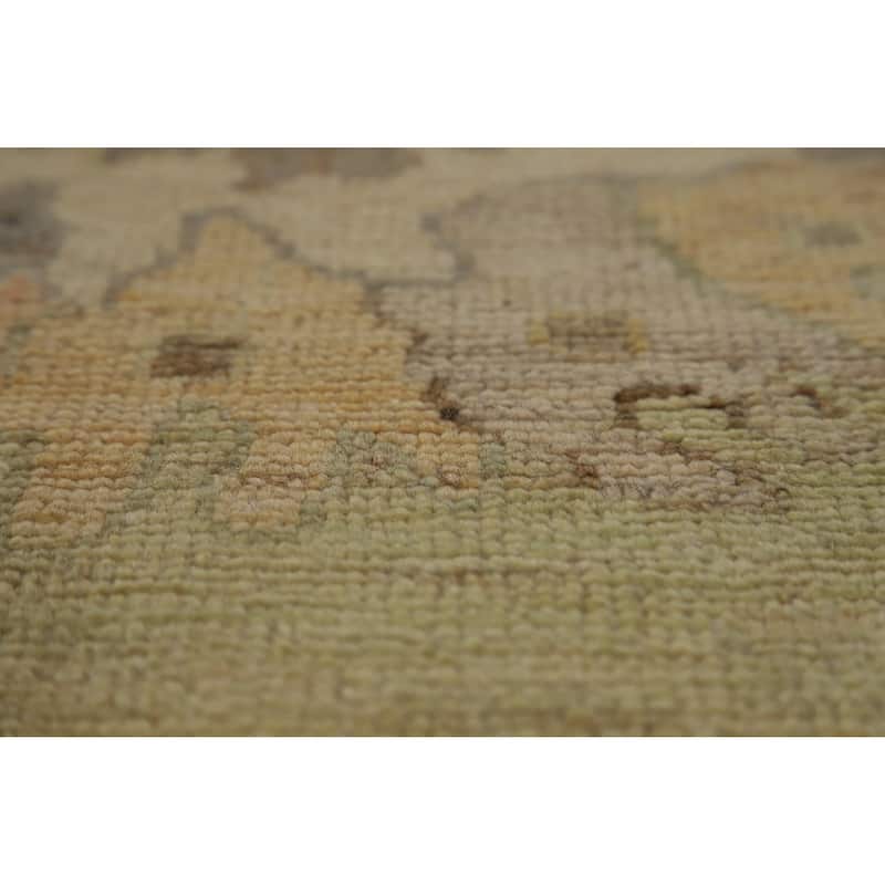 Hand Knotted Oriental 100% Wool Carpet Transitional All-Over Green Oushak Area Rug - 12' 1'' X 8' 11''