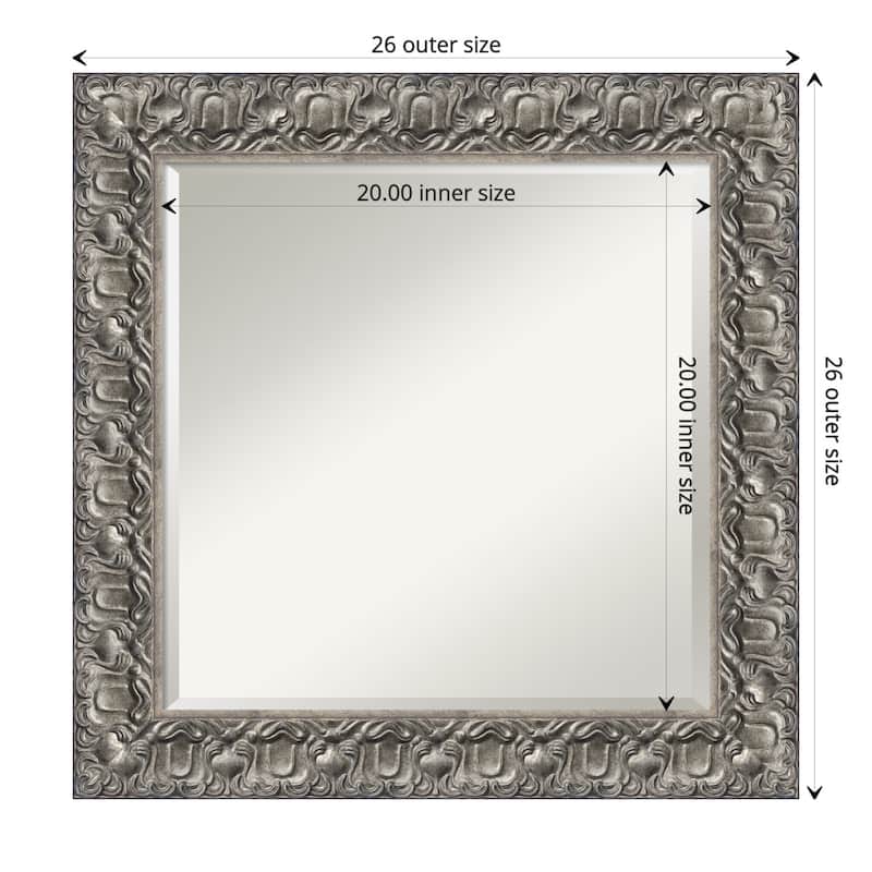 Beveled Wood Bathroom Wall Mirror - Silver Luxor Frame