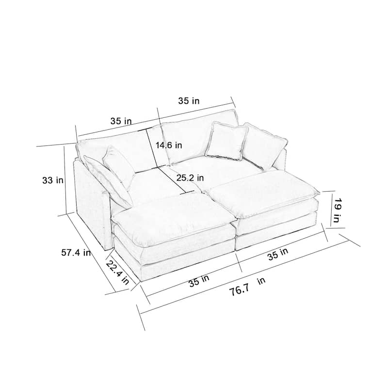 Cloud Chenille Upholstered Modular Sectional Sofa with DIY Combination Design