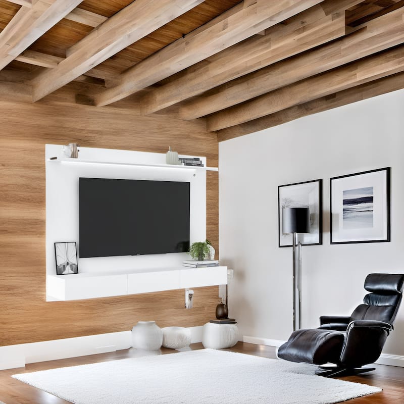 Modern Wall-Mounted Entertainment Center - Floating TV Panel for Up to 70-Inch TVs, Freestanding Design