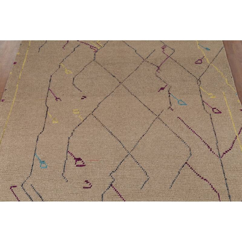 Abstract Moroccan Area Rug Hand-Knotted Wool Carpet - 6'0"x 9'10"