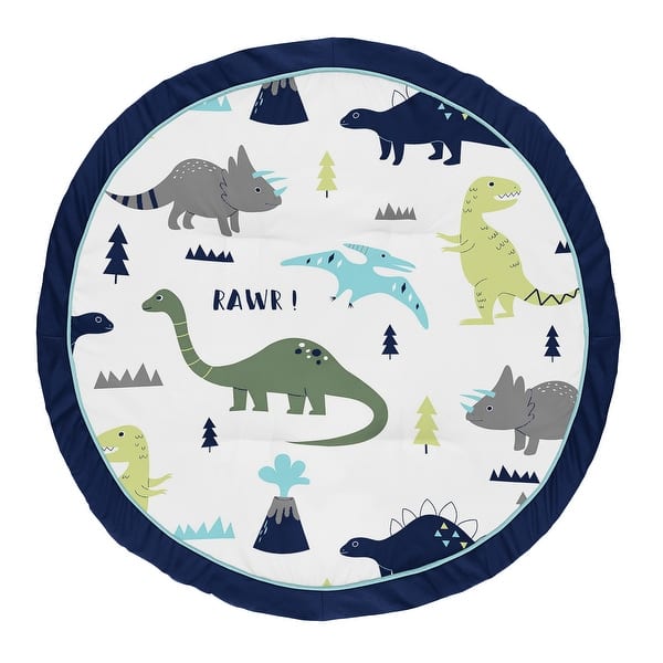 slide 2 of 2, Sweet Jojo Designs Blue and Green Dino Mod Dinosaur Collection Baby Tummy Time Playmat - Multi-Color