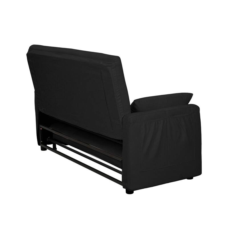 Black Convertible Sofa Bed Convertible Sofa Bed with Armrests, 2-Seater Sofa Couch for Living Room Bedroom