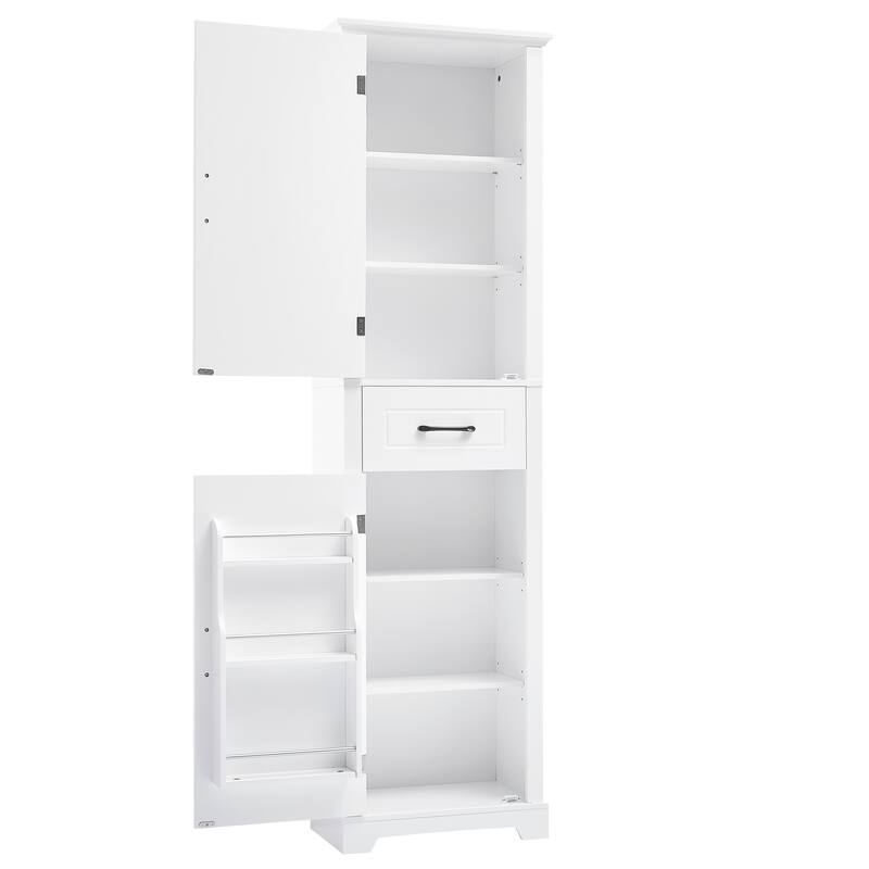 GDF Studio - Peter Modern MDF Tall Bathroom Storage Cabinet with Adjustable Shelves and Two Doors