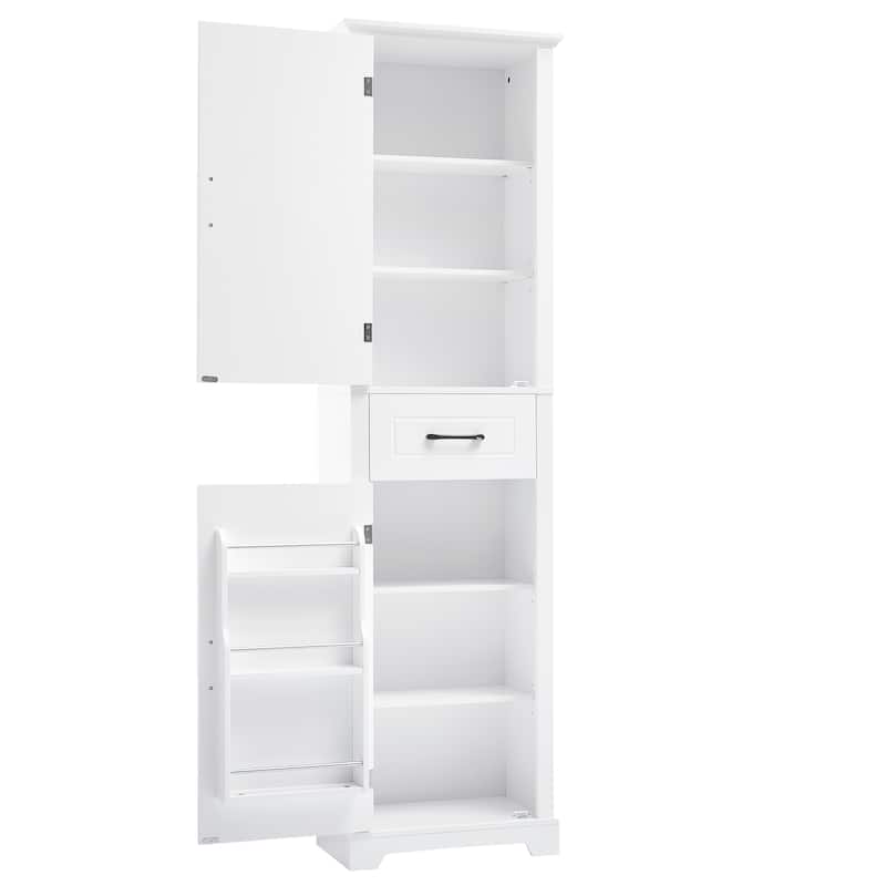 Tall Bathroom Storage Cabinet, Freestanding Storage Cabinet with Two Doors and Adjustable Shelves, Door Shelve Design