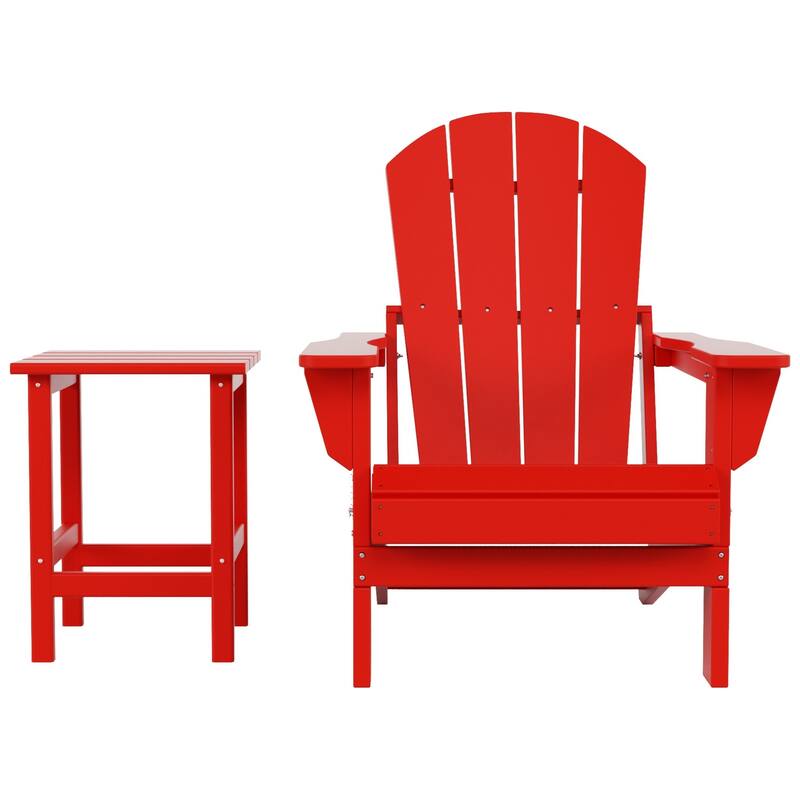 POLYTRENDS Laguna All Weather Poly Outdoor Patio Adirondack Chair - with Round Side Table (2-Piece)