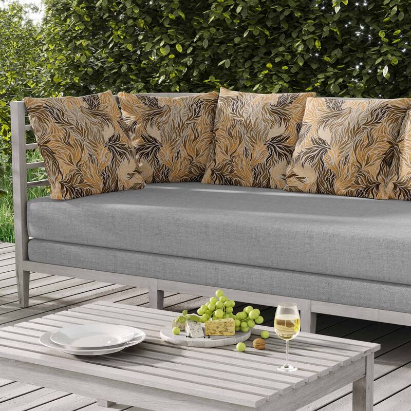 Leafy Whirl Indoor/Outdoor Reversible Throw Pillow Brown and Orange