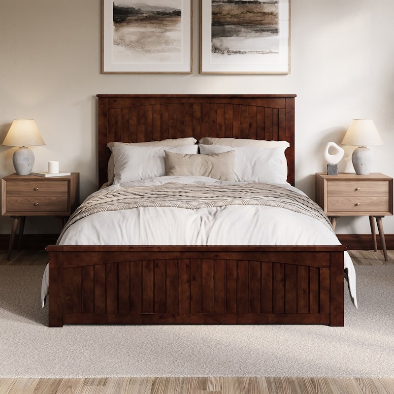 Naples Solid Wood Low Profile Platform Bed with Matching Footboard