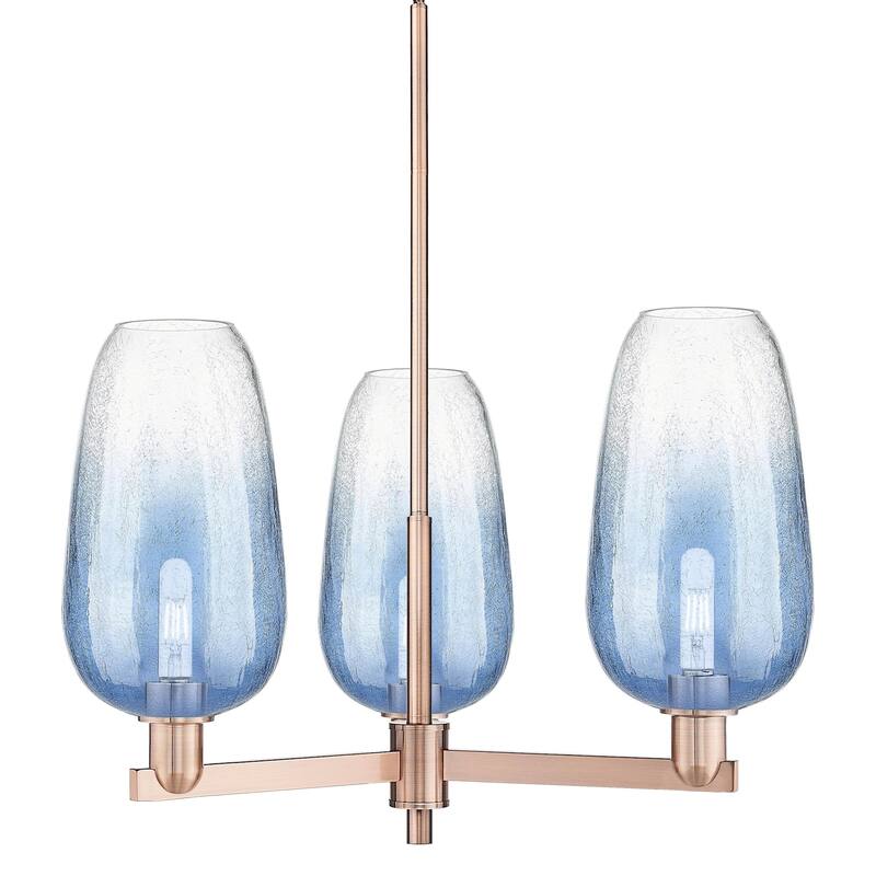 Innovations Lighting 716-3CR-17-18 Brookhaven Flute Chandelier - Antique Copper / Sapphire Blue