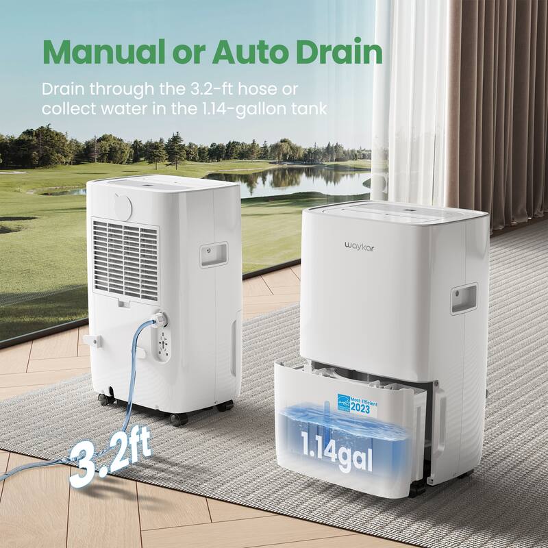 119 Pints Energy Efficient Basement Dehumidifier with Drain Hose,for